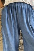 Rustic Nature Bubble Cotton Split Kick Pant Washed Denim